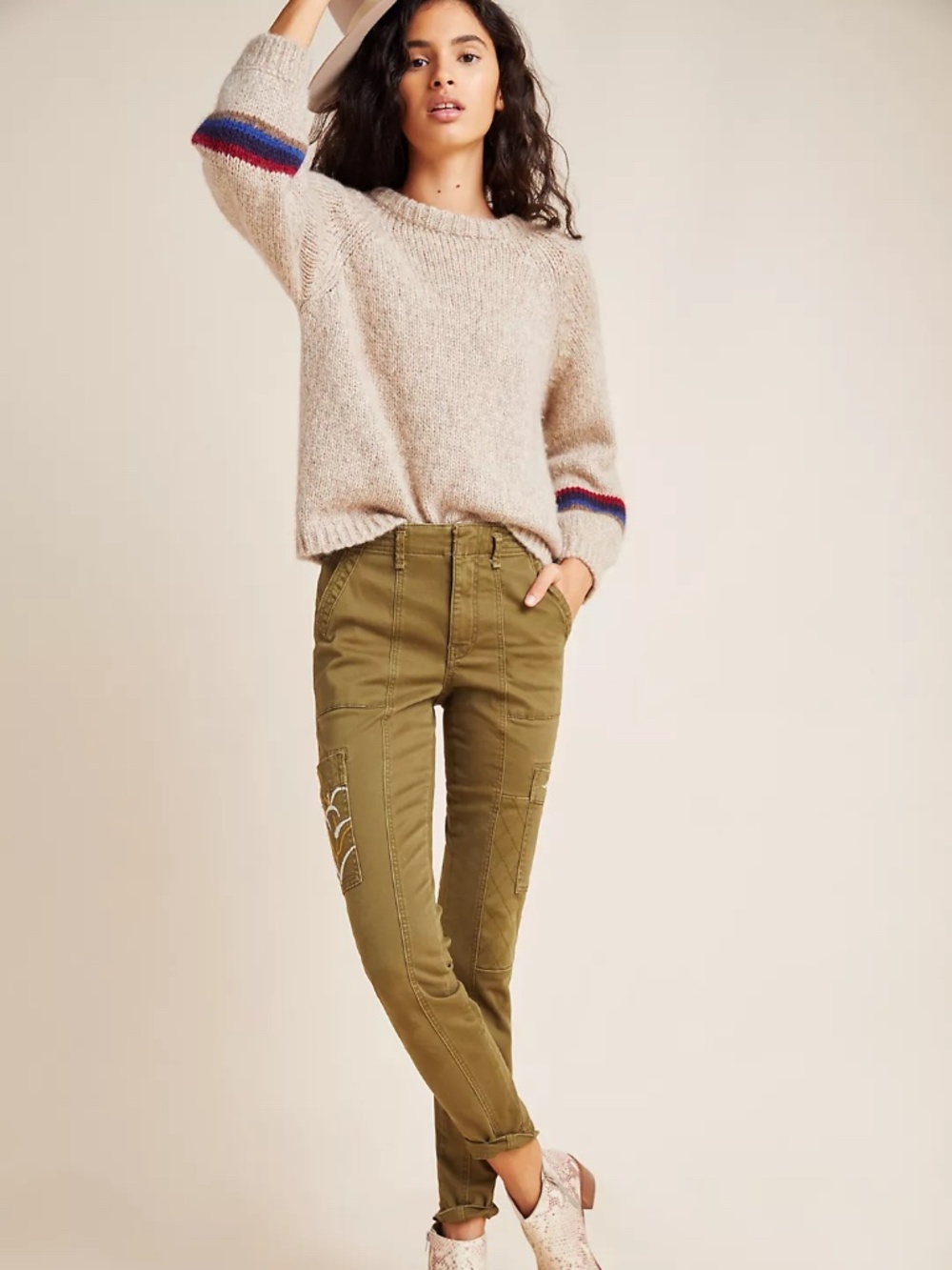Anthropologie Austen Embroidered Utility Pants